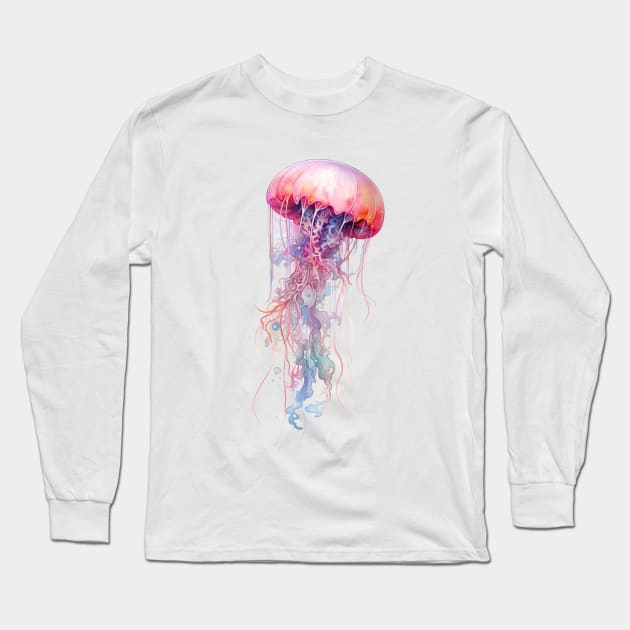 Watercolor Jellyfish Long Sleeve T-Shirt by OspreyElliottDesigns